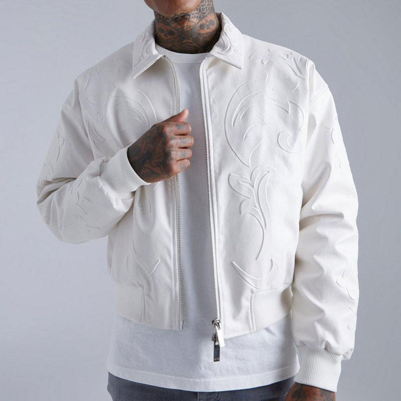High-quality leather™ varsity bomber jacket