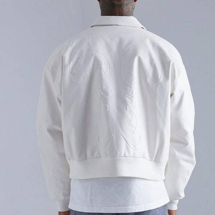 High-quality leather™ varsity bomber jacket
