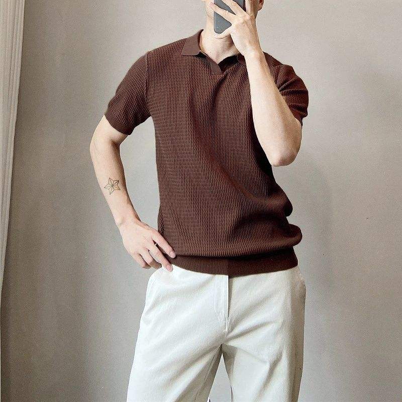 Elegant ice-silk V-neck polo shirt™