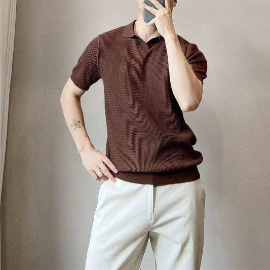 Elegant ice-silk V-neck polo shirt™