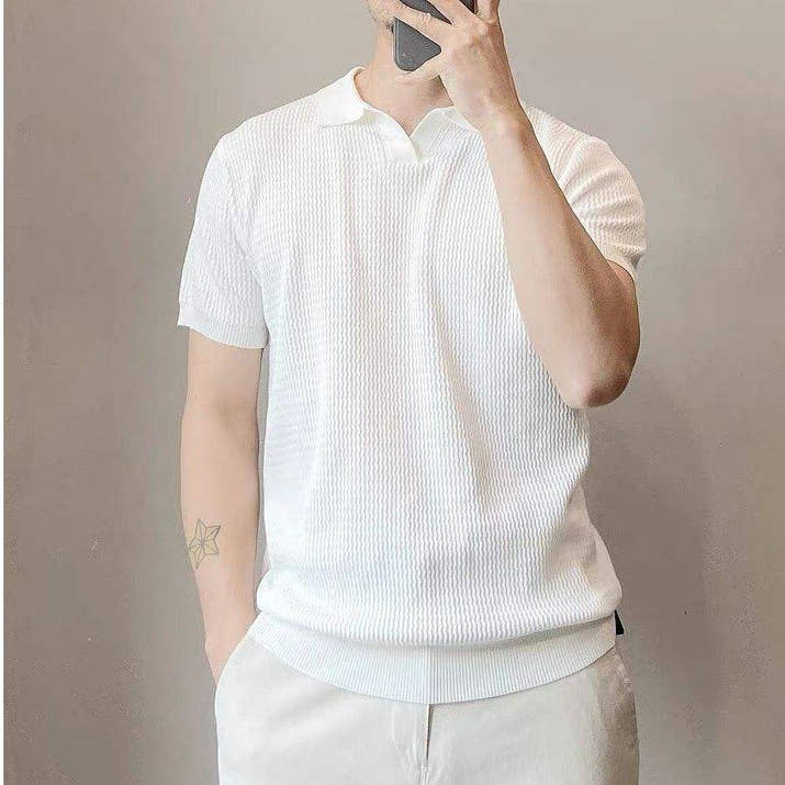 Elegant ice-silk V-neck polo shirt™