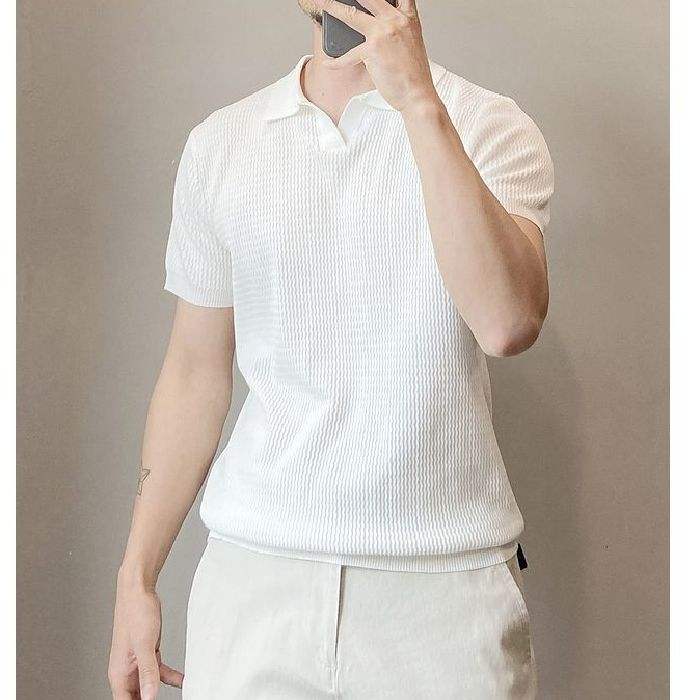 Elegant ice-silk V-neck polo shirt™