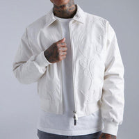 High-quality leather™ varsity bomber jacket
